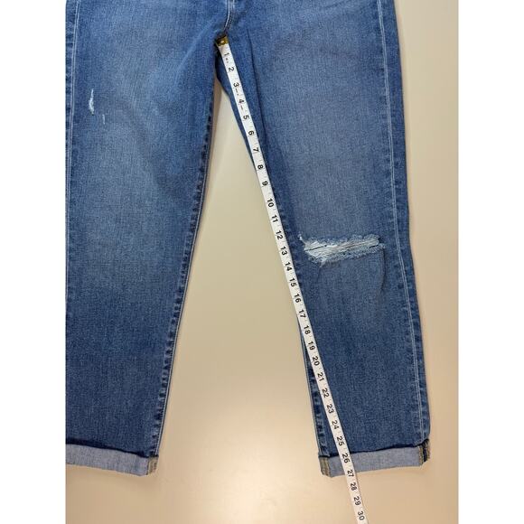 Hudson Natalie Mid-Rise Slim Boyfriend Jean 30 Medium Wash Cuffed Crop Stretch - Picture 11 of 15